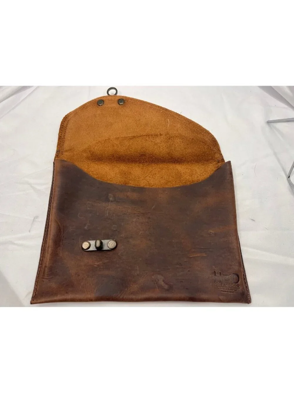 Hide & Drink Brown Full Grain Leather Envelope Clutch Handmade